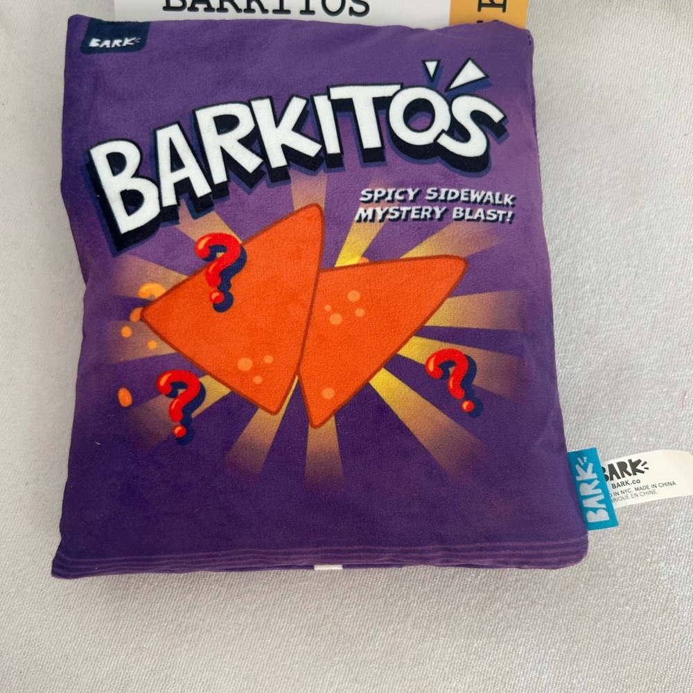 BarkboxSpicy Sidewalk Barkitos Dog Toy Large 50+ lbs Plush Squeaky Crinkle Chips - Picture 3 of 6